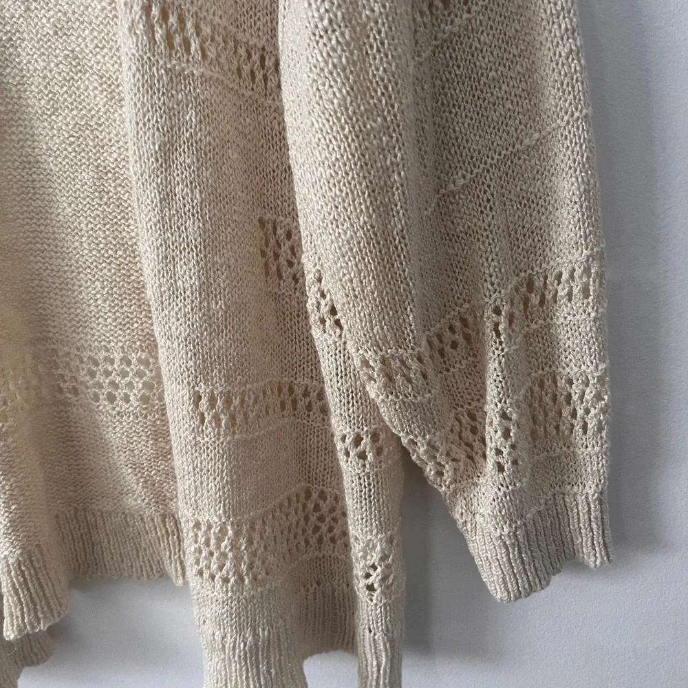 Cream Open-Knit Cardigan - Picture 5 of 9